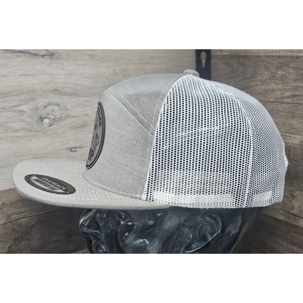 Blue Collar PIMP 5-Panel Trucker Hat Snapback Hat Cap Light Gray / White - Picture 4 of 6